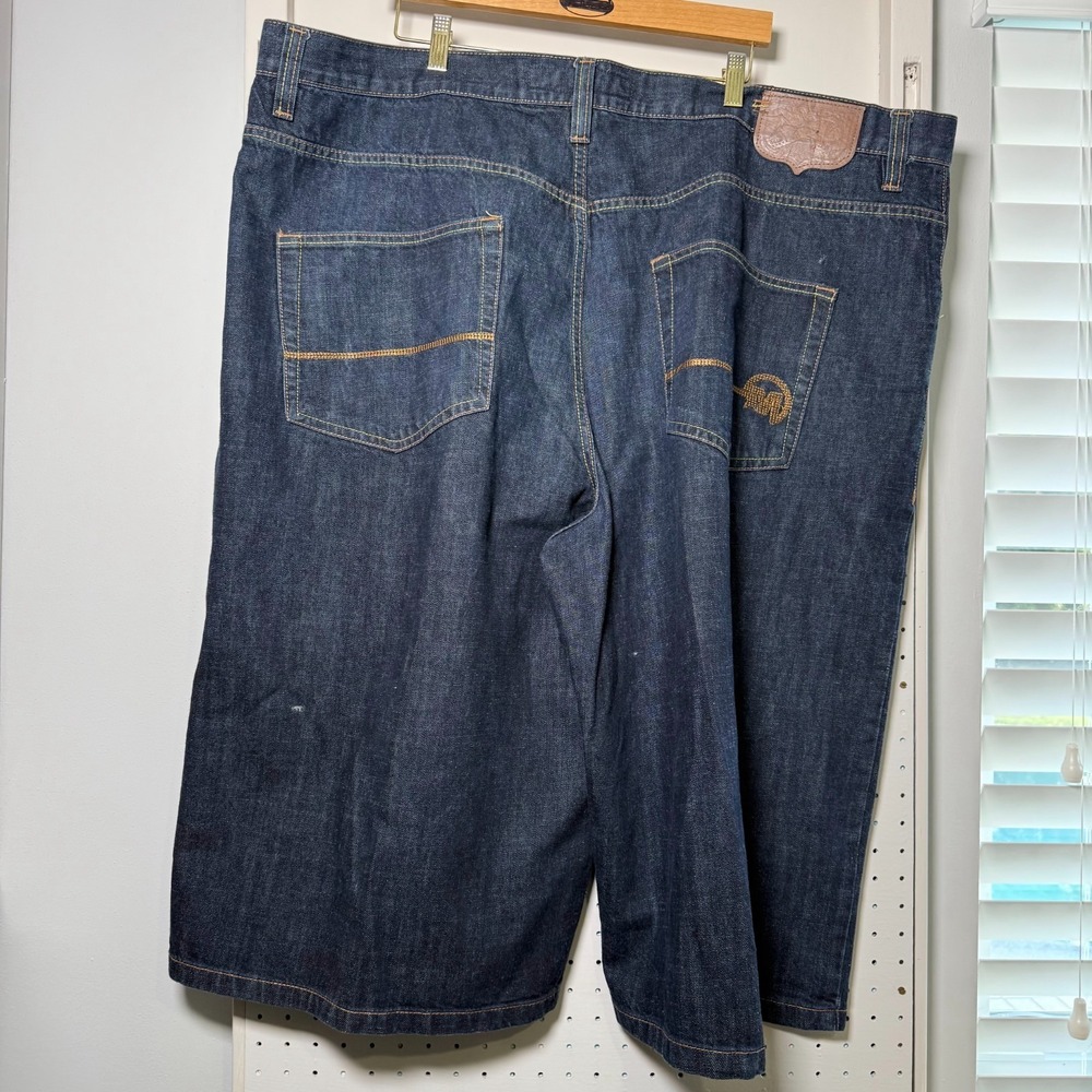 Mecca USA Baggy Jean Shorts Men's Dark Blue Denim Classic Streetwear - 52 Y2K